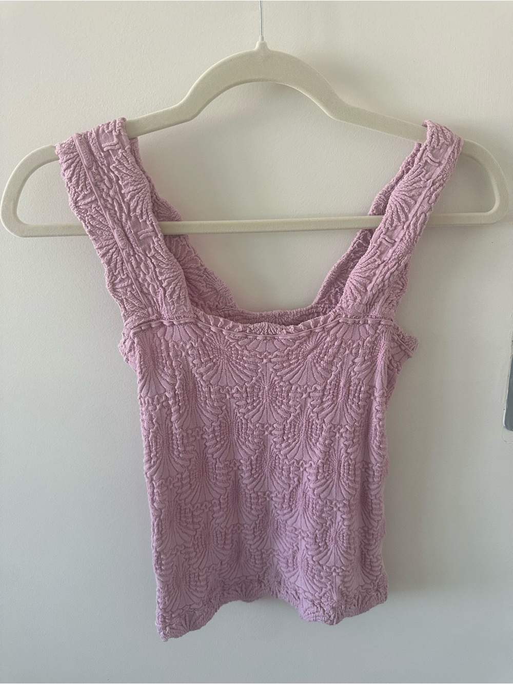 Free People Textured Square-Neck Camisole - Light Mauve